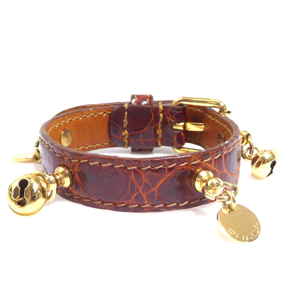 PRADA Brown Leather Charm Bracelet